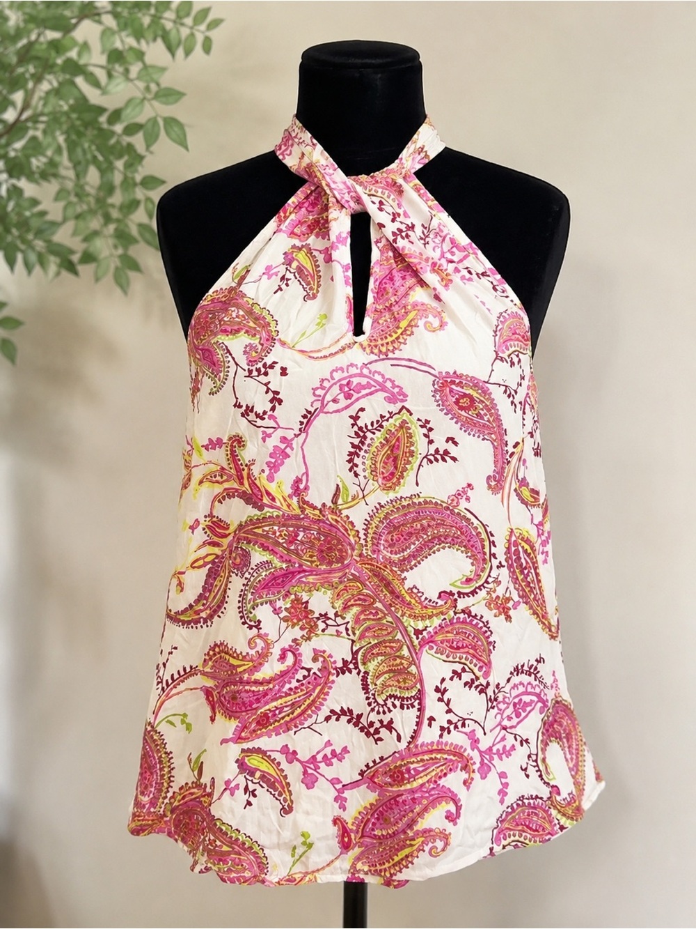 NWT Reserved Pink Paisley Halter Blouse Top Sz XL New With Tags